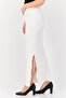 Women Ribbed Side Slit Maxi Skirt, White - 2