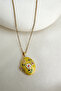 Steel Gold Color Yellow Flower Motif Covered Necklace (40cm) - 5