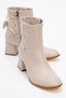Lace Detailed Zippered Women's Heeled Boots Beige Skin