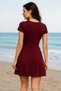 Women's Swimsuit Dress with U-Neck Short Sleeve Black Shorts - 2