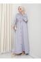Women's Gathered Detailed Belted Buttoned Gray Dress