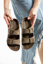 Women's Light Brown Double Buckle Non-Slip Sole Slippers Comfortable Stylish Lightweight Sea Beach Pool Sandals - 2