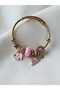 Charm Steel Bracelet Gold Pink Elephant Heart with Stone - 7