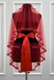 Red Bridal Veil Set with Glass Beads and Pearls, Henna Night Veil Face Cover Set 6 Pieces - 3