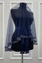 Navy Blue Bridal Veil Set, Glass Beads and Pearls, Henna Night Veil Face Cover Set 6 Pieces - 8