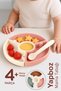 Puzzle Food Plate Spoon Set - Silicone Vacuum Bottom Puzzle Food Plate Silicone Spoon - Pink Beige