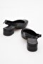 Women's Open Back Heeled Shoes Black Skin - 4