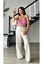 Pink Laser Cut Strapless Blouse - 4