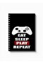 دفتر ملاحظات حلزوني مع غلافين أمامي وخلفي صلبين بتصميم Eat Sleep Play Repeat - 5
