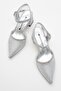 Women's Stone Heeled Shoes Silver Glitter - 5