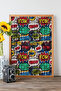 One Piece Real Raw Wood Framed Popart Mosaic Striped Table - Model 25