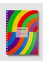 Spiral Notebook with Front and Back Hard Covers Featuring Abstract Colored Connected Shapes Design