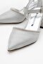 Women's Stone Heeled Shoes Silver Glitter - 3