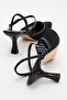 Women's Mesh Heeled Shoes with Elastic Back Black Patent Leather - 4