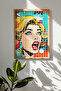 One Piece Real Raw Wooden Framed Popart Square Striped Painting - Model 29
