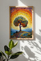 One Piece Real Raw Wooden Framed Mosaic Themed Painting - Model 16