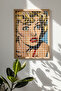One Piece Real Raw Wooden Framed Popart Square Striped Painting - Model 16