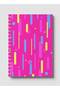 Spiral Notebook with Front and Back Hard Covers Featuring Colored Shapes Design