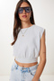 Striped Muslin Crop Blouse - 3