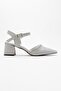 Women's Stone Heeled Shoes Silver Glitter - 2
