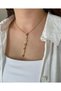 Y Model Steel Women's Anti Tarnish Necklace with 7 Elements Color Stone