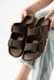 Women's Brown Daily Double Buckle Non-Slip Sole Slippers Comfortable Sole Lightweight Sea Beach Pool Sandals - 2