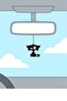 Laser Cut Metal Cat Figured Car Rearview Mirror Ornament - Matte Black - 4
