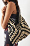 Butterfly Model Strap Strap Lined Beachwear Seaside Vacation Straw Shoulder Bag with Snap Fasteners Inside - 3
