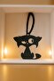 Laser Cut Metal Cat Figured Car Rearview Mirror Ornament - Matte Black
