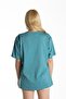 Women's Turquoise Front Ice Cream Astronaut Printed Crew Neck Oversize T-shirt - 3