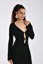 Knitted Detailed V-Neck Long Dress Dnv-000136 - 3