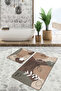 Abstract Minimalist Stripes in Earth Tones Set of 2 Non-Slip Base Washable Bath Mat