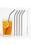 Steel Straw Stainless Steel Metal Soft Drink Straw and Straw Cleaning Brush Set 5 Pieces