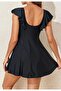 One Piece United Slip Flounced Shoulder Dress Swimsuit - 3