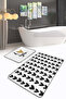 Black Hearts and Gold Heart Written Patterned Set of 2 Non-Slip Base Washable Bath Mat Set - 2