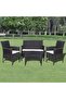 4 Piece Garden Lounge Set with Cushions Poly Rattan Black - 7