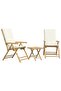 3 Piece Folding Bistro set with Cream White Cushions Bamboo - 2