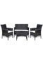4 Piece Garden Lounge Set with Cushions Poly Rattan Black
