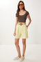 Straw Belted Linen Shorts Hbv0006 Yellow