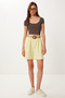 Straw Belted Linen Shorts Hbv0006 Yellow - 2