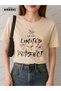 I'M Perfect Printed Cotton Fabric Girl Beige T-Shirt