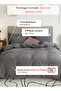Queen Size 6 Pieces Bedding Set, Washable Cotton Dark Gray 200x230cm. - 2