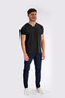 Black Dr.Greys Model Lycra Nurse Doctor Uniform Scrubs Single Top Unisex Bat Sleeve - 2