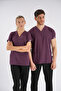 Plum Dr.Greys Model Lycra Nurse Doctor Uniform Scrubs Single Top Unisex Bat Sleeve