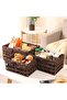 Set of 3 Woven Storage Baskets Rectangular Woven Bins with Plastic Frame, Removable Fabric Lining - 2