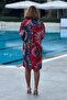 Midi Length Red Ethnic Patterned Shirt Dress 100% Cotton Viscose - 4