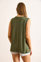 Women's Khaki Crew Neck Long Sleeveless Knitted Viscose Blouse Blz-19002934 - 6