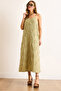 Women's Khaki Strap Adjustable Textured Midi Dress Elb-19002495 - 5