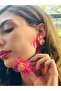 7 cm Floral Mica Women's Earrings Pink