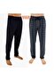 Men's Cotton Anthracite Plaid & Navy Blue 2-Piece Single Bottom Pajamas - Seasonal Pajama Bottoms